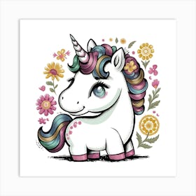 Unicorn With Flowers 4 Art Print