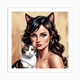 Cat Woman 2 Art Print