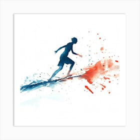 Surfer On Surfboard Art Print