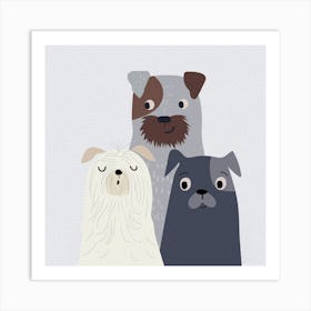 Three Dogs Drawing Nature Animals Dogs Art Print