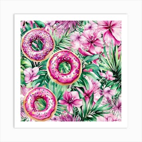 Donuts On A Tropical Background Art Art Print