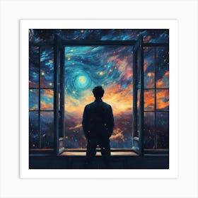 Man Looking Out At An Open World Art Print