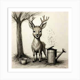 Deer In The Woods 139 Art Print