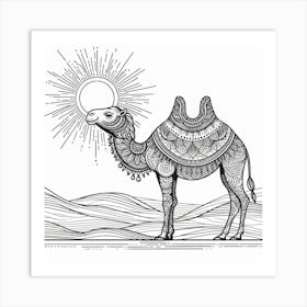 Line Art camel 1 Art Print