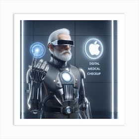 Old Man With Digital Medical Checkup Art Print