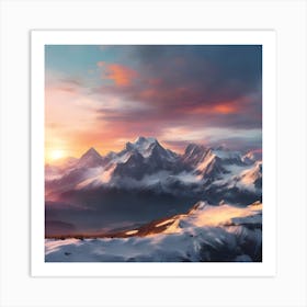 Sunset Over The Mountains Art Print