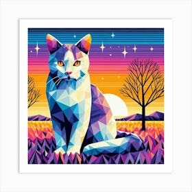 Pumpkin Low Poly Cat Art Print