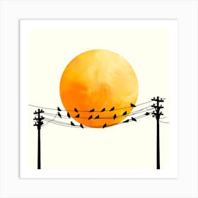 Sun And Bird Design 2 Art Print