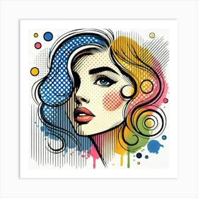 watercolour paint splash of a girl portrait 2 Art Print