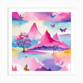 Butterflies In The Mountains 1 Art Print