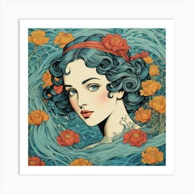 Girl In The Water 1 Art Print