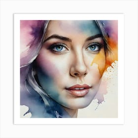 Watercolor Portrait Of A Woman 7 Art Print