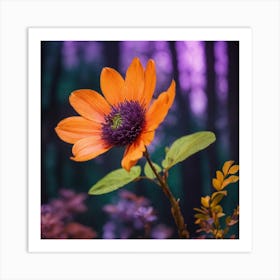 Orange Flower In The Forest Art Print