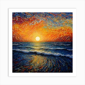 Sunset Over The Ocean 2 Art Print