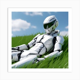 Robot Laying In The Grass 5 Art Print