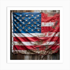 An Aging American Flag Crushed Lightly At The Corners Worn Yet Radiant Against The Passage Of Time (3) Art Print