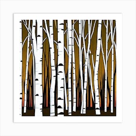 Birch Trees At Sunset 1 Art Print