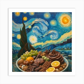 Van Gogh style, Chocolate Typhoon 2 Art Print