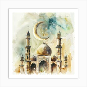 Watercolor Of A Mosque 3 Art Print