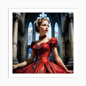 Lady In Red Art Print