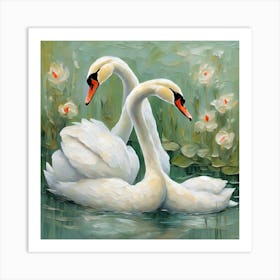 Couple Of Swans Art Print