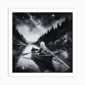 Girl In A Canoe Art Print