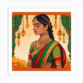 Indian Woman In Sari 4 Art Print