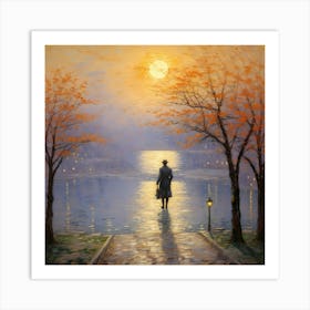 Man Walking By The Water Art Print