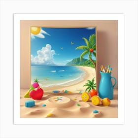 Default On The Beach Mosaic Painting Wall Art 0 Art Print