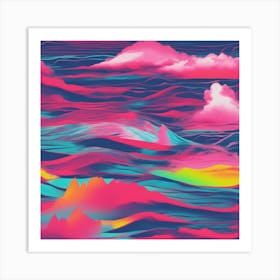 Minimalism Masterpiece, Trace In The Waves To Infinity + Fine Layered Texture + Complementary Cmyk C (39) Art Print