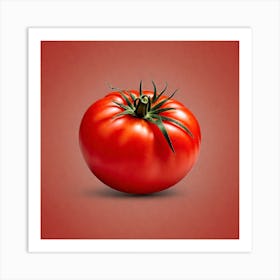 Tomato On Red Background Art Print