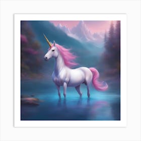 Unicorn In The Water 4 Art Print