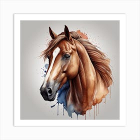 Horse Head Watercolor Painting Art Print