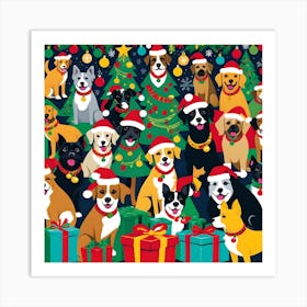 CHRISTMAS PARTY DOGS Art Print