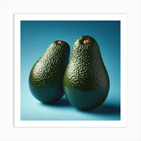 Two Shiny Avocados On Blue Kitchen Restaurant  Art Print