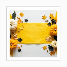 An Overhead Photograph Of A Hand Made Yellow Banner Design Celebrating The Transition Into The Fall (4) Art Print