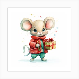 Cute Mouse With Gift 2 Art Print