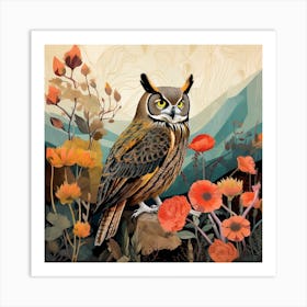Bird In Nature Great Horned Owl 3 Art Print