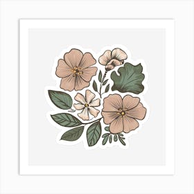 Pink Flowers Sticker Art Print