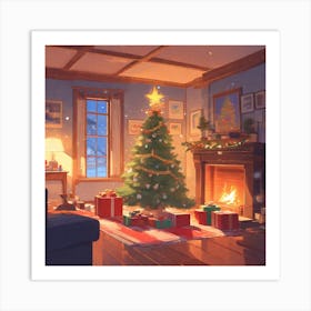 Christmas Tree In The Living Room 43 Art Print