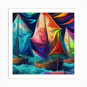 Sailboats In The Ocean Art Print