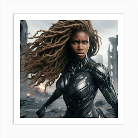 Black Futuristic Warrior Woman-7 Art Print