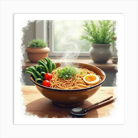 Asian Noodle Bowl Art Print