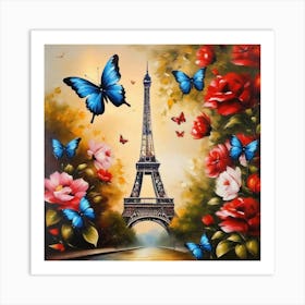 Paris Roses And Butterflies 13 Art Print