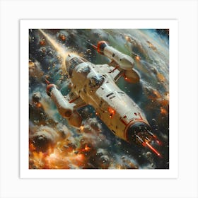 Spaceship In Space, Impressionism And Surrealism Art Print