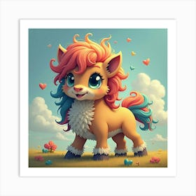 A Whimsical Creature With Multiple Eyes And A Vibrant, Colorful Mane 1 Art Print