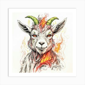 Goat With Flames 8 Art Print