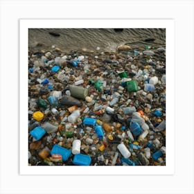 Plastic Trash On The Beach Art Print