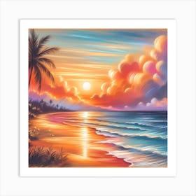 Sunset Beach Painting 2 Art Print