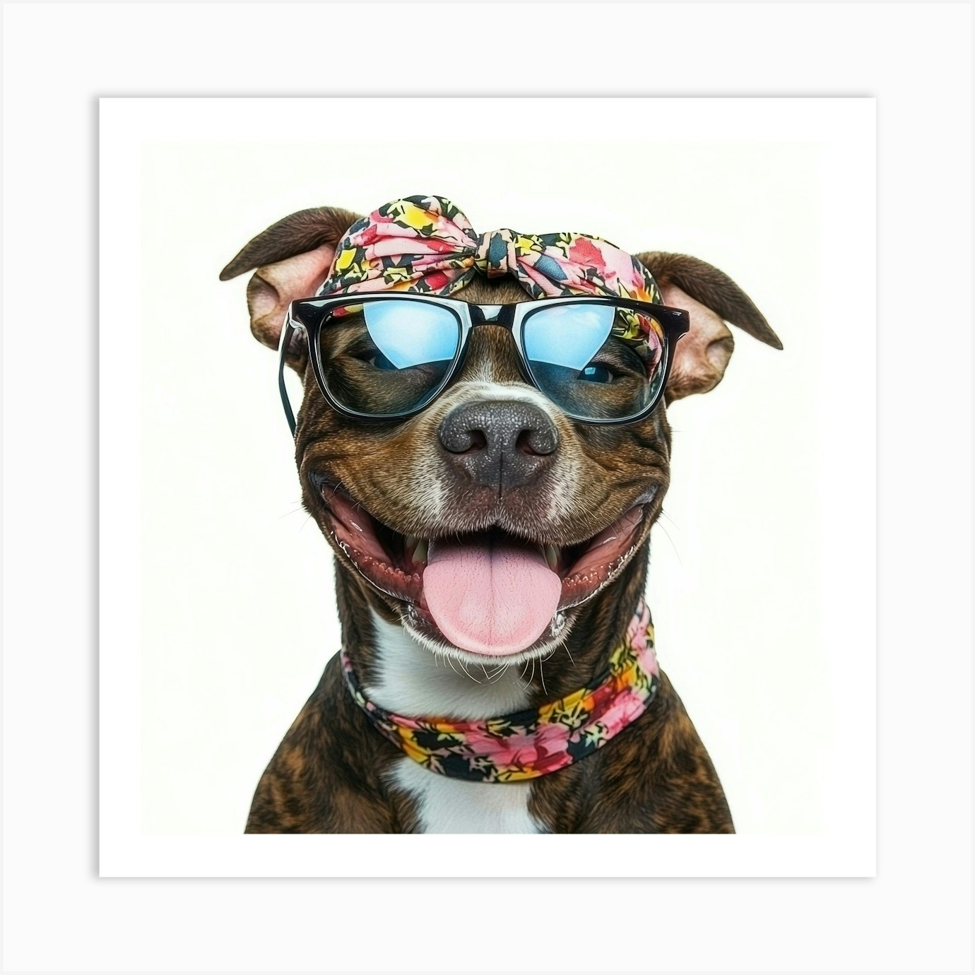 Cute Dog Wearing Sunglasses Art Print by Aloke Design